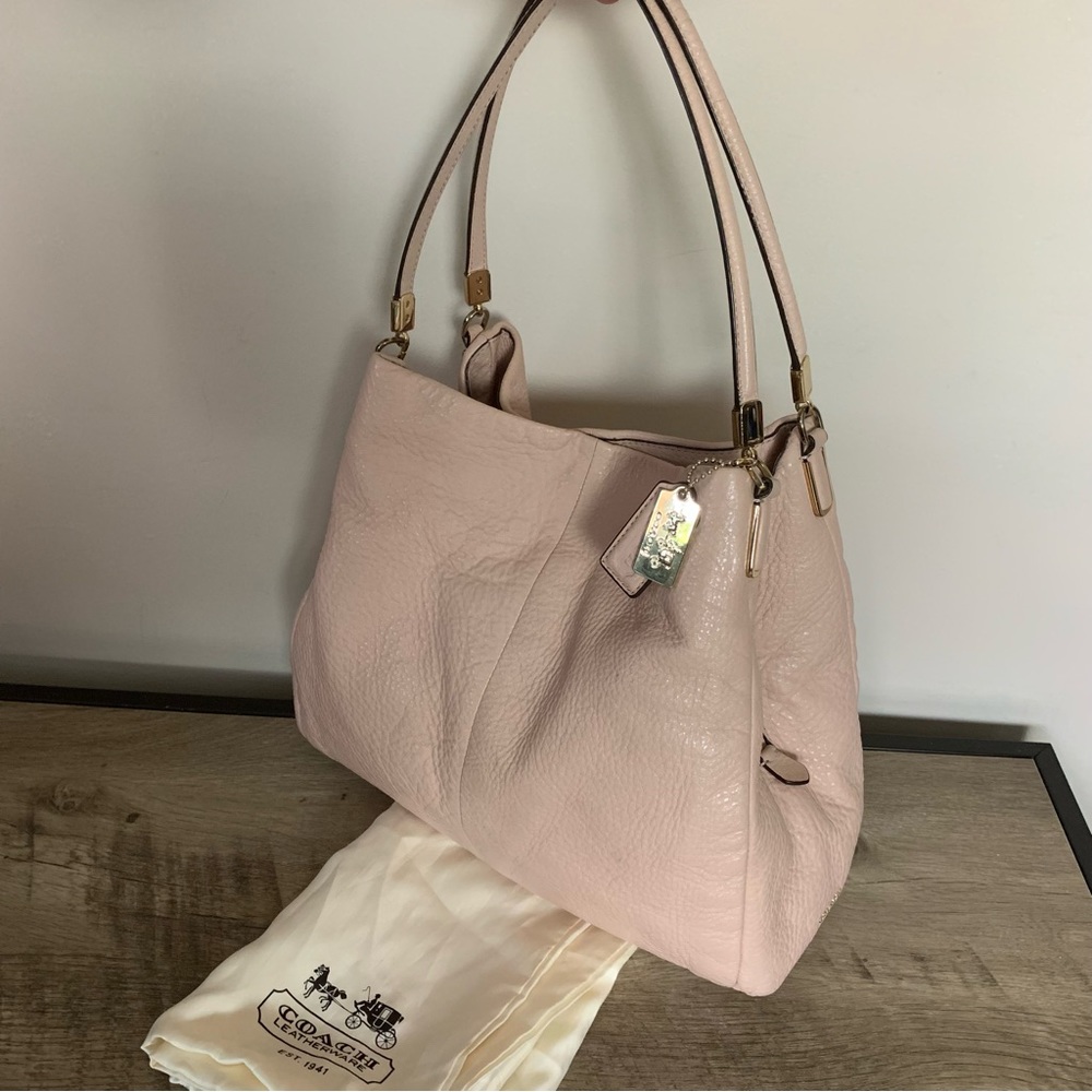 COACH Dusty BLUSH PINK Pebble Grained LEATHER Phoebe TOTE Shoulder BAG Purse